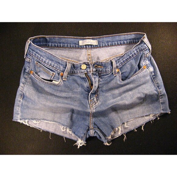 LEVIS 515 Womens CUTOFF JEANS SHORTS 10M Blue Denim Sequins - Picture 1 of 9